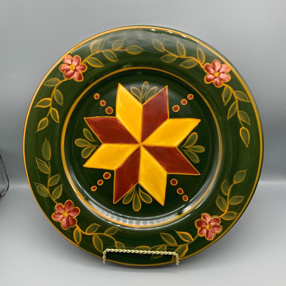 Heartwood Creek by Jim Shore 2002 Twelve Inch Green Serving Plate